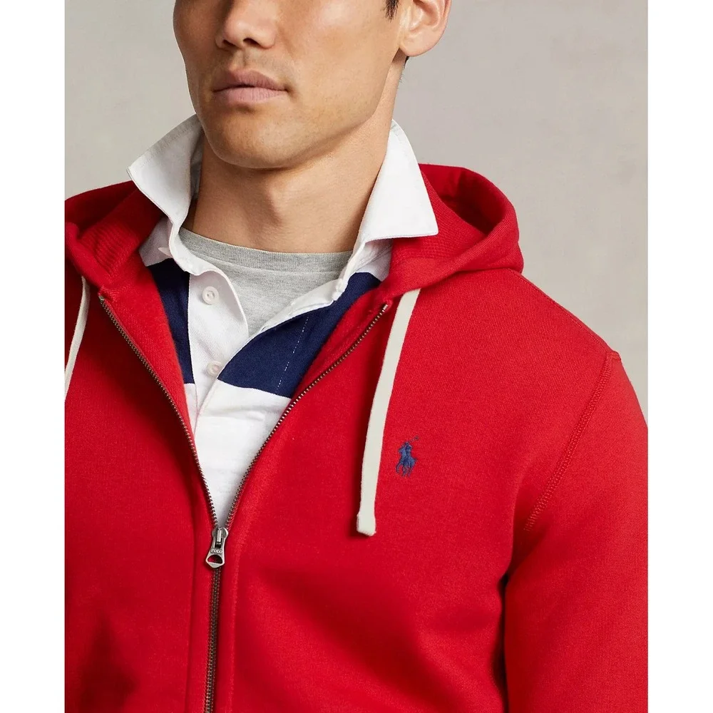 Polo Ralph Lauren Classic Full Zip Fleece Hoodie Red Size Large NEW